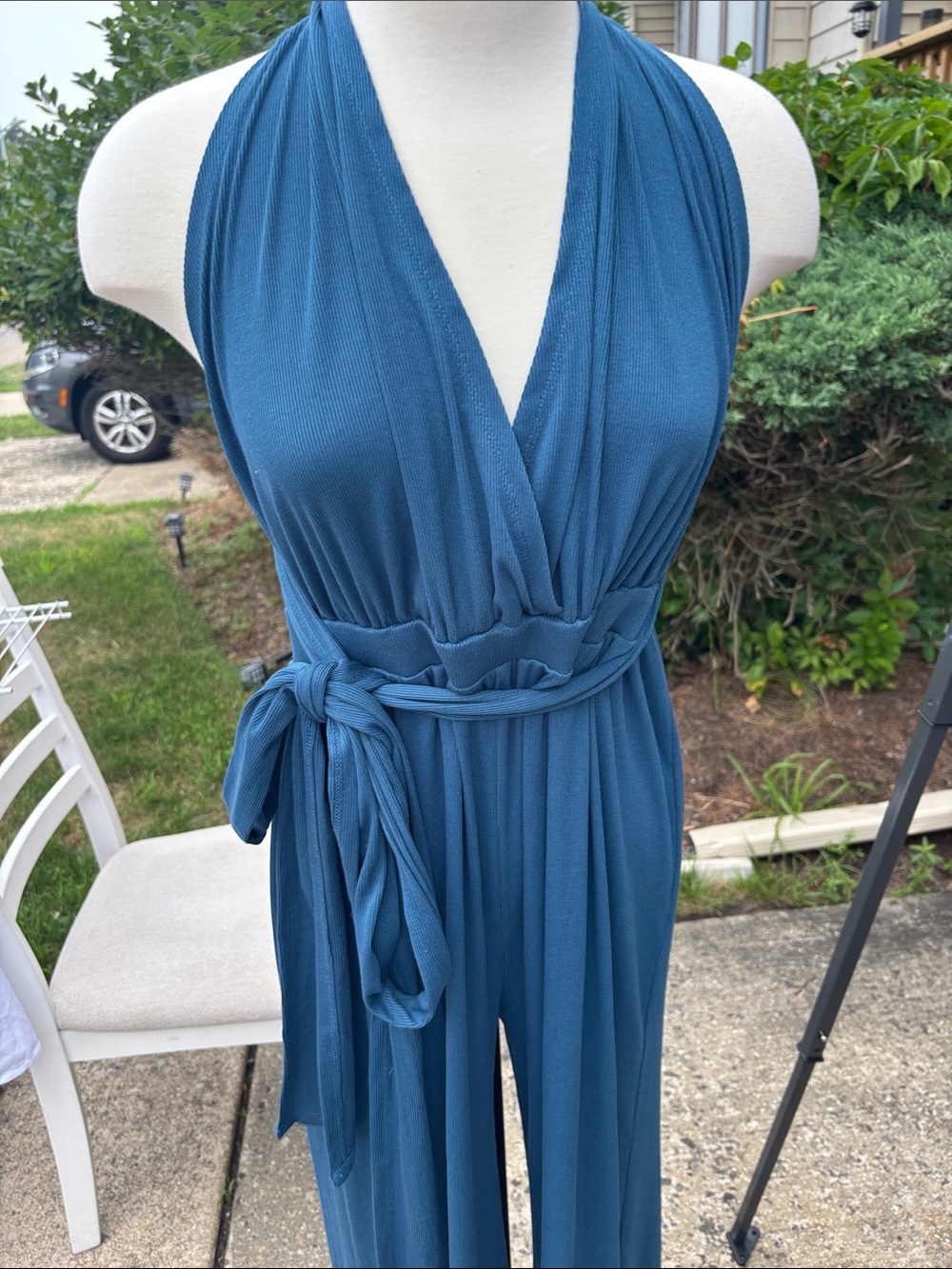 Cider Teal Halter Wide-Leg Jumpsuit MULTIPLE WAYS. NEVER WORN.